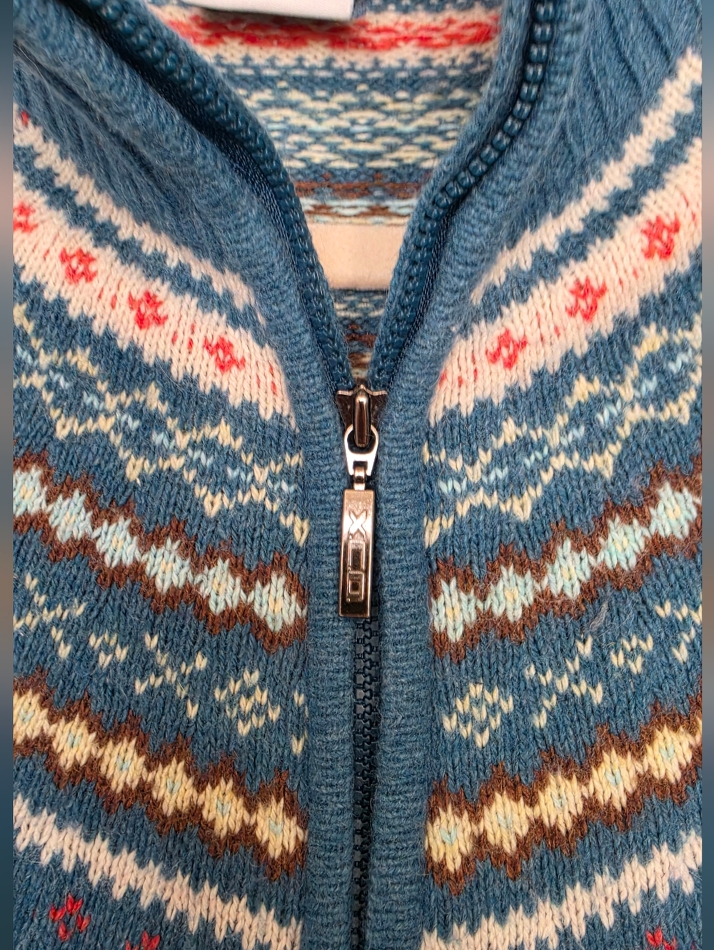 Columbia Fair Isle Full Zip Sweater Women’s Medium Nordic Knit Outdoor Gorpcore - Picture 5 of 13